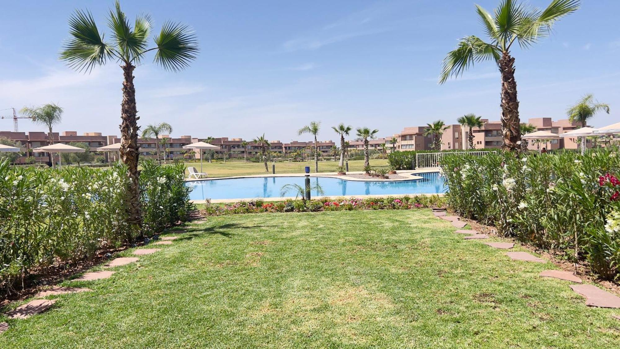 Appartement De Luxe Avec Jardin Vue Sur La Piscine Golf Securise 24H Sur 24 A 5 Minutes De L Aeroport Marrakesh Buitenkant foto