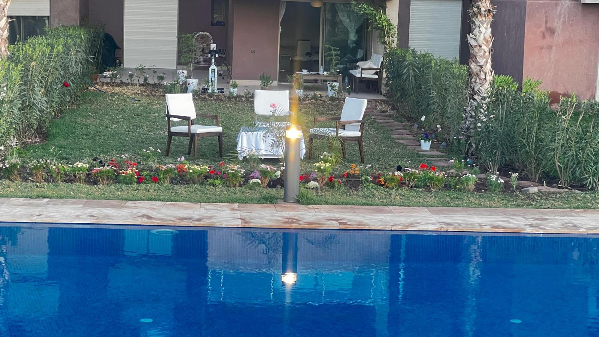 Appartement De Luxe Avec Jardin Vue Sur La Piscine Golf Securise 24H Sur 24 A 5 Minutes De L Aeroport Marrakesh Buitenkant foto